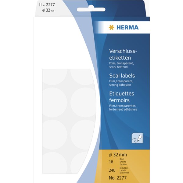 HERMA Etiquette fermoir, diam&egrave;tre 32 mm, transparent