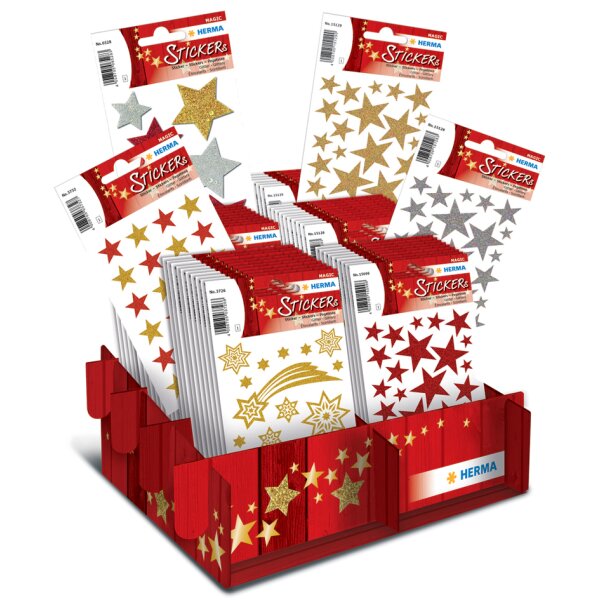 HERMA Weihnachts-Sticker MAGIC "Glittery Sterne", Display