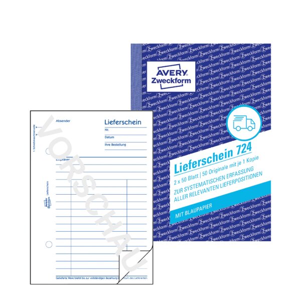 AVERY Zweckform Formularbuch "Lieferschein", 2 x 50 Blatt