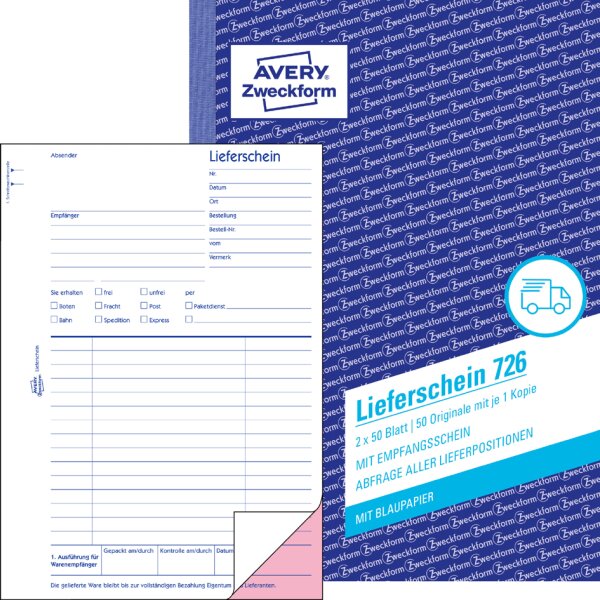 AVERY Zweckform Formularbuch "Lieferschein", 2 x 50 Blatt