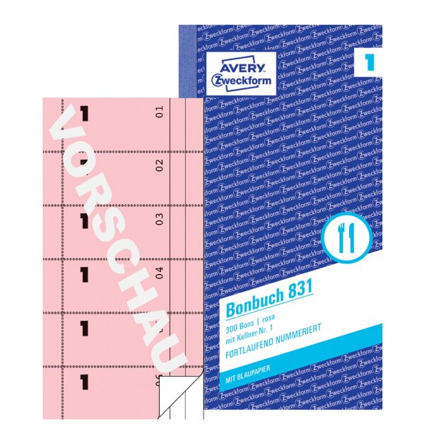 AVERY Zweckform Formularbuch "Bonbuch", A4, gelb