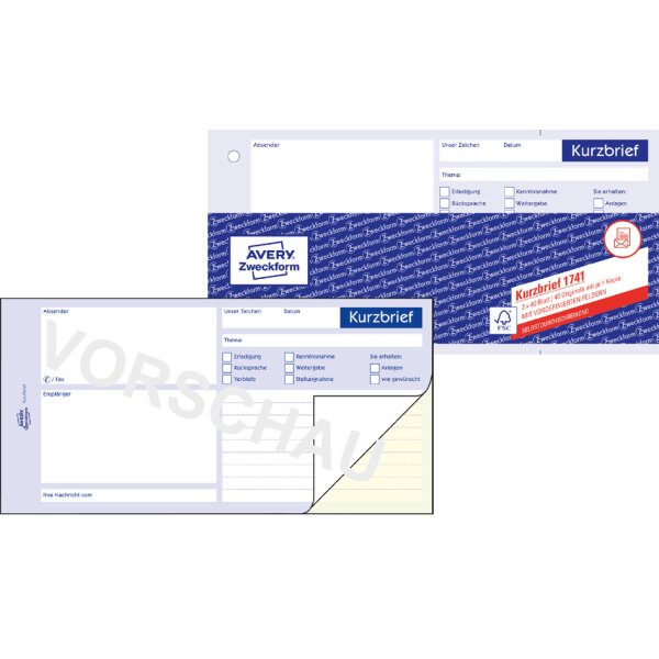 AVERY Zweckform Formularbuch "Telefonnotiz", A5, 50 Blatt