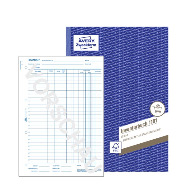 AVERY Zweckform Formularbuch Inventurbuch, A4, 50 Blatt