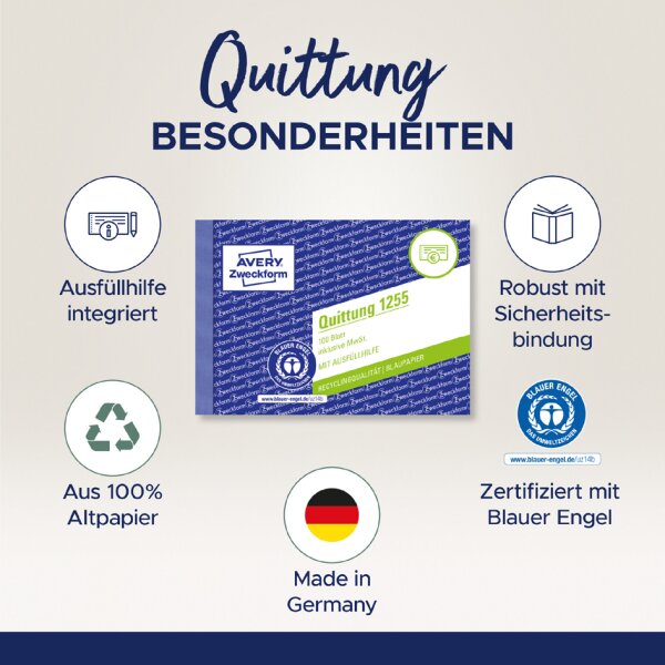 AVERY Zweckform Formularbuch "Quittung mit MwSt.-Nachweis"