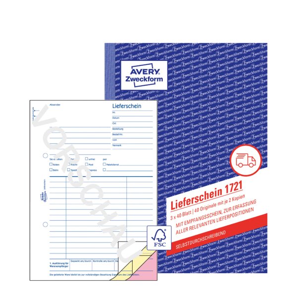 AVERY Zweckform Formularbuch "Lieferschein mit Preisspalte"