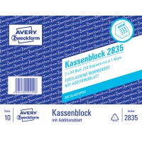 AVERY Zweckform Formularbuch Kassenblock, 2 x 50 Blatt