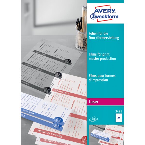 AVERY Zweckform Laser-Folie A4, zur Druckformerstellung