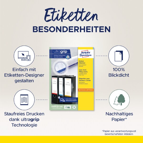 AVERY Zweckform Etiquette pour dos de classeur, jaune