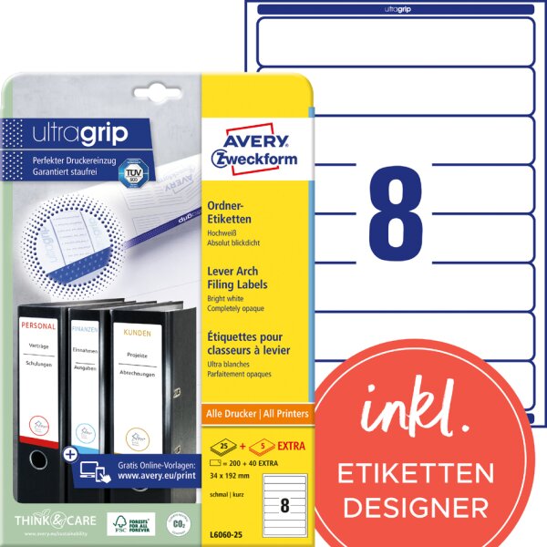 AVERY Zweckform Etiquette pour dos de classeur, jaune