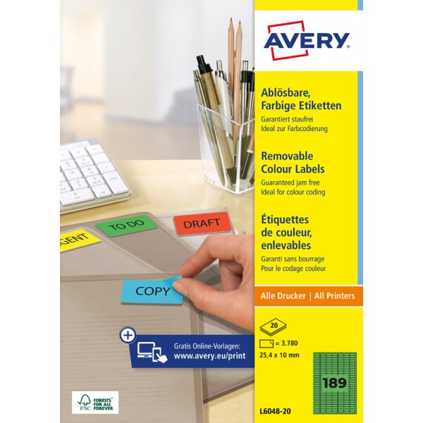 AVERY Zweckform Universal-Etiketten, 63,5 x 33,9 mm, blau