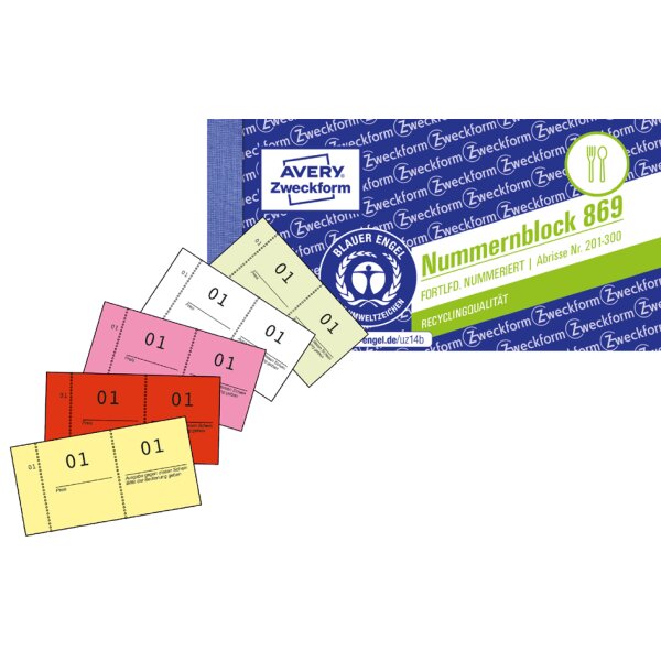 AVERY Zweckform Nummernblock 1 - 1000, 105 x 53 mm, grün