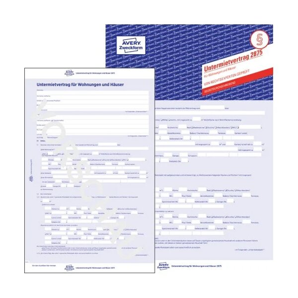 AVERY Zweckform Vordruck "Untermietvertrag", A4, 2-seitig