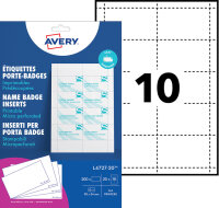 AVERY Inserts imprimables pour badges, 54 x 90 mm, blanc