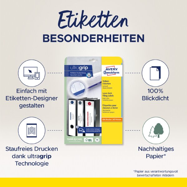 AVERY Zweckform Etiquette pour dos de classeur, 38 x 297 mm