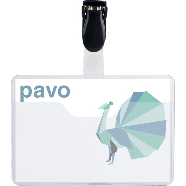 pavo Porte-badge, avec clip, 60 x 90 mm, transparent