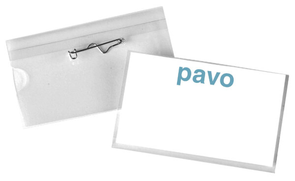 pavo Porte-badge, avec aiguille, 40 x 75 mm, transparent