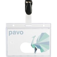 pavo Namensschild, mit Clip, 60 x 90 mm, transparent