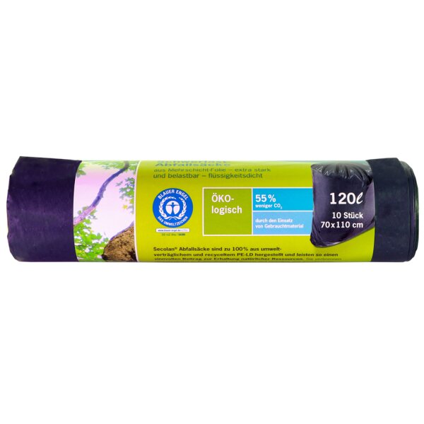 Secolan Schwerlast-Abfallsack, schwarz, 120 Liter