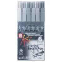 SAKURA Pinselstift Koi Coloring Brush, 6er Etui, grau