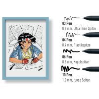 SAKURA Kit Manga PIGMA SENSEI, étui de 4, noir