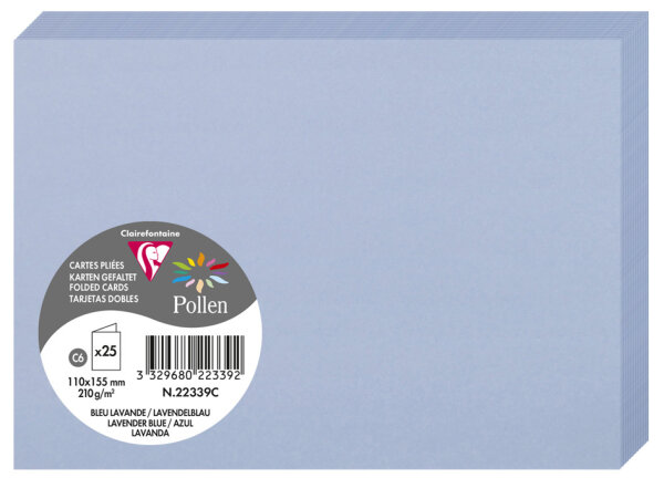 Pollen by Clairefontaine Doppelkarte C6, lavendelblau