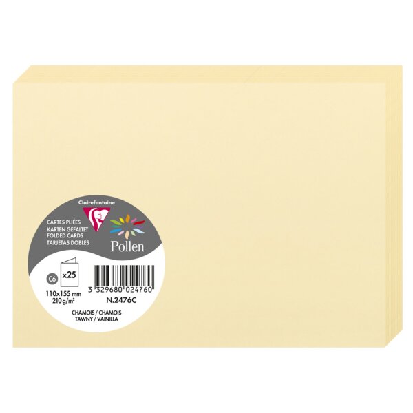 Pollen by Clairefontaine Carte double C6, rose fuchsia
