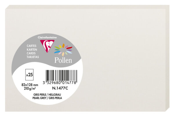 Pollen by Clairefontaine Carte 82 x 128 mm, gris perle