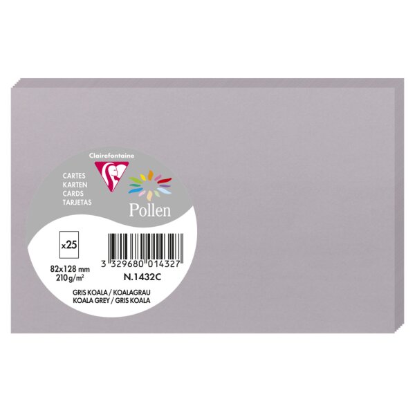 Pollen by Clairefontaine Carte 82 x 128 mm, gris perle