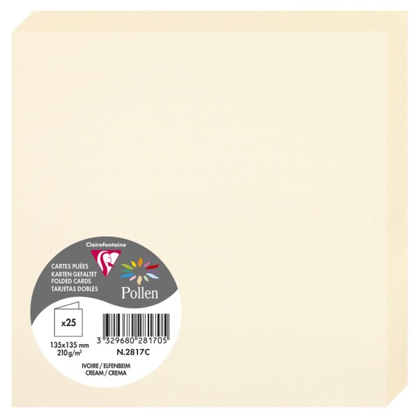 Pollen by Clairefontaine Carte double 135 mm, ivoire irisé