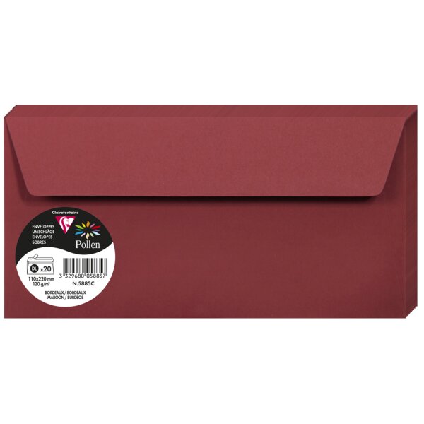Pollen by Clairefontaine Briefumschlag DL, bordeaux