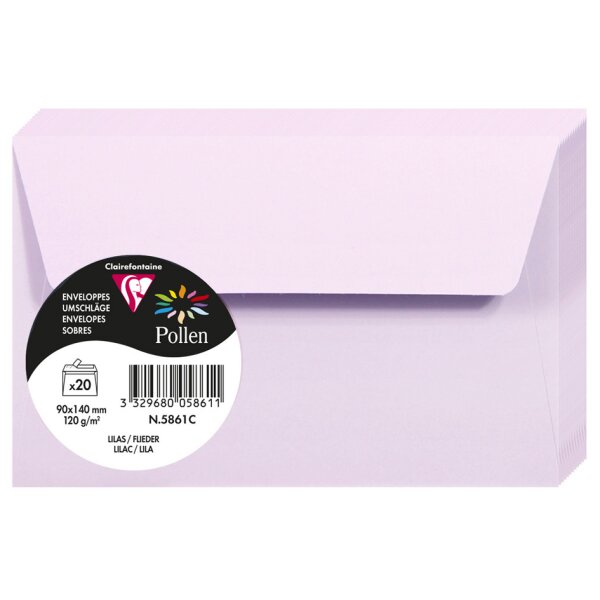 Pollen by Clairefontaine Enveloppes 90 x 140 mm, rose drag&eacute;e
