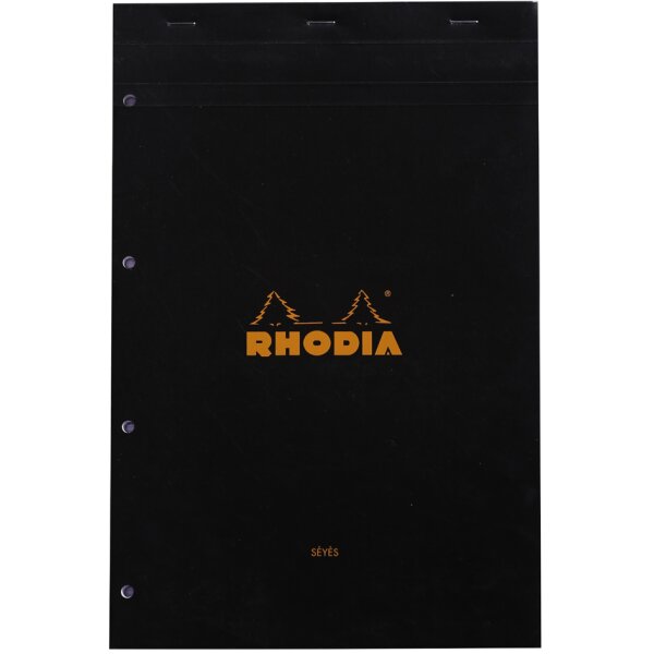 RHODIA Notizblock No. 20, DIN A4+, franz. Lineatur, schwarz