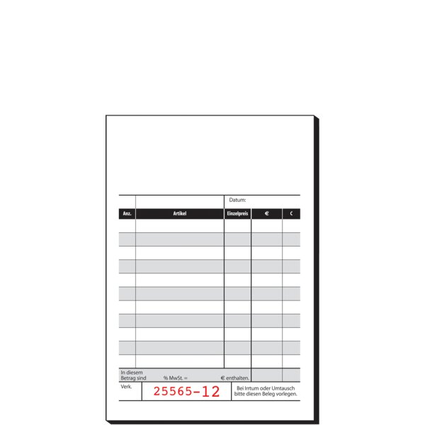 sigel Formularbuch Einnahmebeleg, A6 quer, 50 Blatt