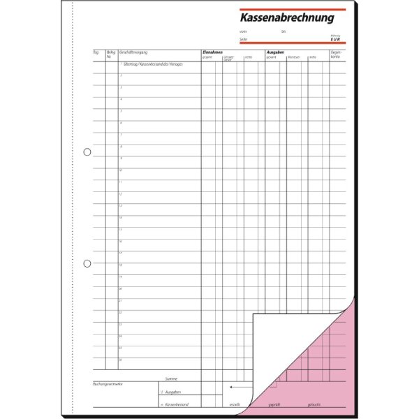 sigel Formularbuch "Kassenabrechnung", A4, 2 x 40 Blatt, SD