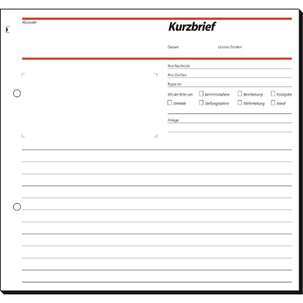 sigel Formularbuch "Kurzbrief", 2 3 A4, 50 Blatt, SD CFB