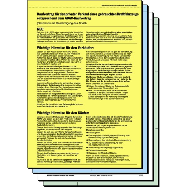 sigel Vordruck "Kaufvertrag für gebrauchtes Kfz", A4