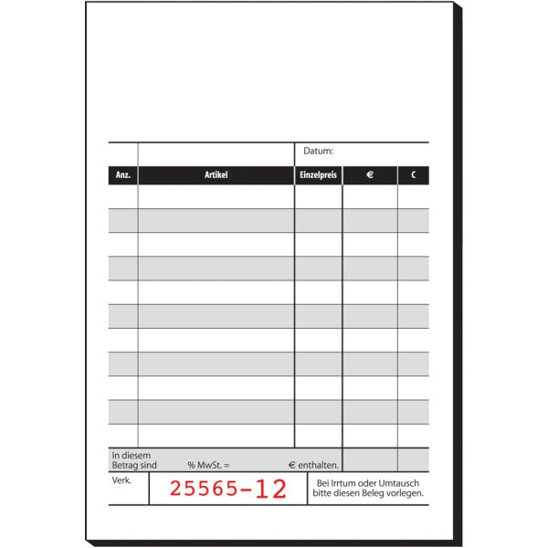 sigel Kassenblock-Mappe, 120 x 180 mm, Farbe: schwarz