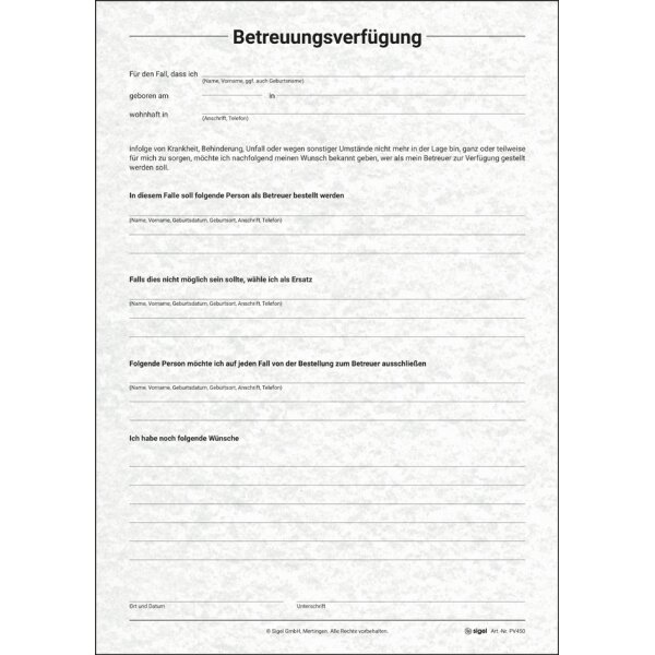 sigel Vordruck-Set "Patientenverfügung", DIN A4, 8 Blatt