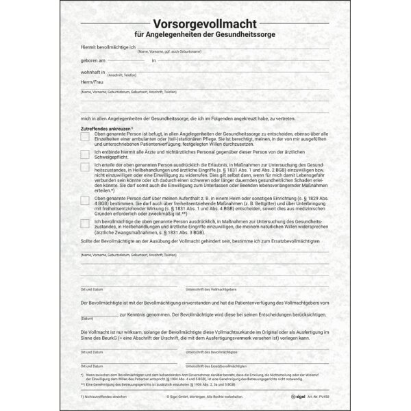 sigel Vordruck-Set "Patientenverfügung", DIN A4, 8 Blatt