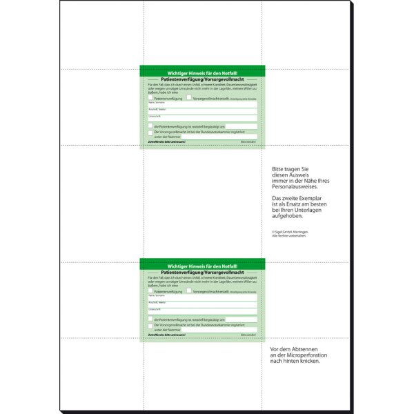 sigel Vordruck-Set "Patientenverfügung", DIN A4, 8 Blatt