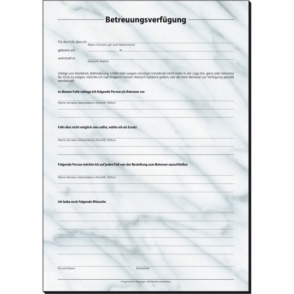 sigel Vordruck-Set "Patientenverfügung", DIN A4, 8 Blatt
