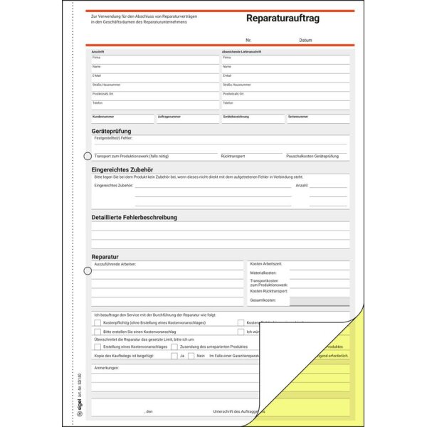 sigel Formularbuch "Rapport Regiebericht", A5, SD