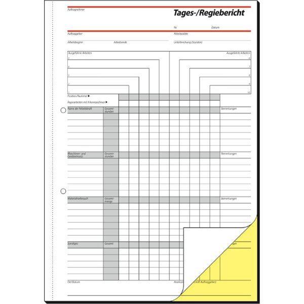sigel Formularbuch Tages-/Regiebericht, A4, 2 x 40 Blatt