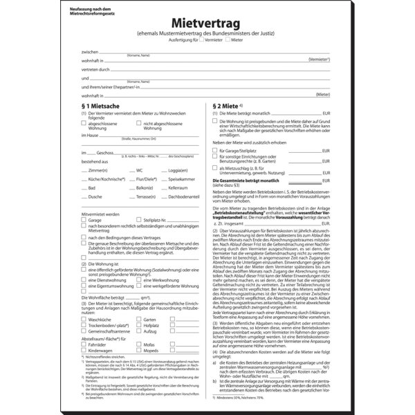 sigel Vordruck Mietvertrag, A4, 6-seitig