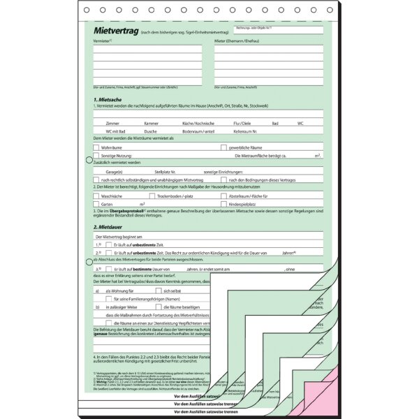 sigel Vordruck "Mietvertrag", SD, A4, 4 x 2 Blatt