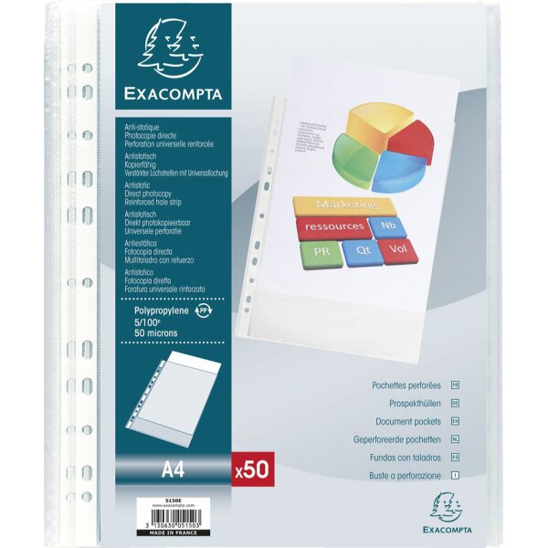 EXACOMPTA Prospekthülle, DIN A4, PP, genarbt transparent