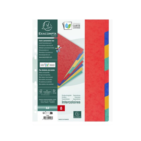 EXACOMPTA Karton-Register, DIN A4, 8-teilig