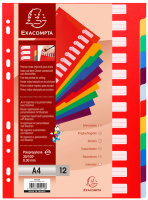 EXACOMPTA Kunststoff-Register, blanko, A4, 12-teilig
