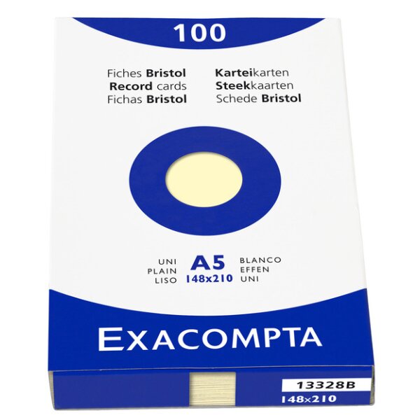 EXACOMPTA Fiches bristol, A5, quadrill&eacute;, blanc