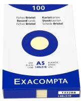 EXACOMPTA Fiches bristol, A5, uni, jaune